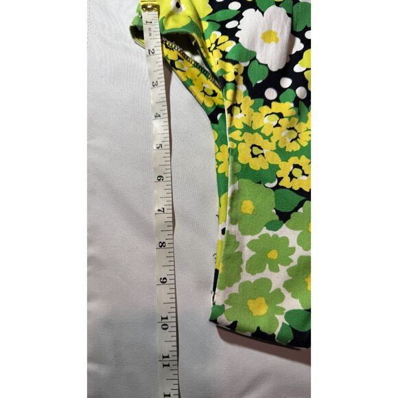 Vintage dBy Ltd Dress Womens Med Green Yellow Graphic Empire Waist - Picture 15 of 16
